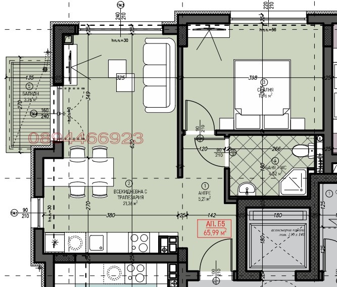 Satılık  1 yatak odası Sofia , Levski V , 66 metrekare | 49258775 - görüntü [2]