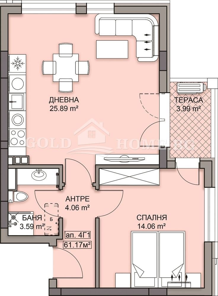 In vendita  1 camera da letto Plovdiv , Gagarin , 78 mq | 86509292 - Immagine [4]