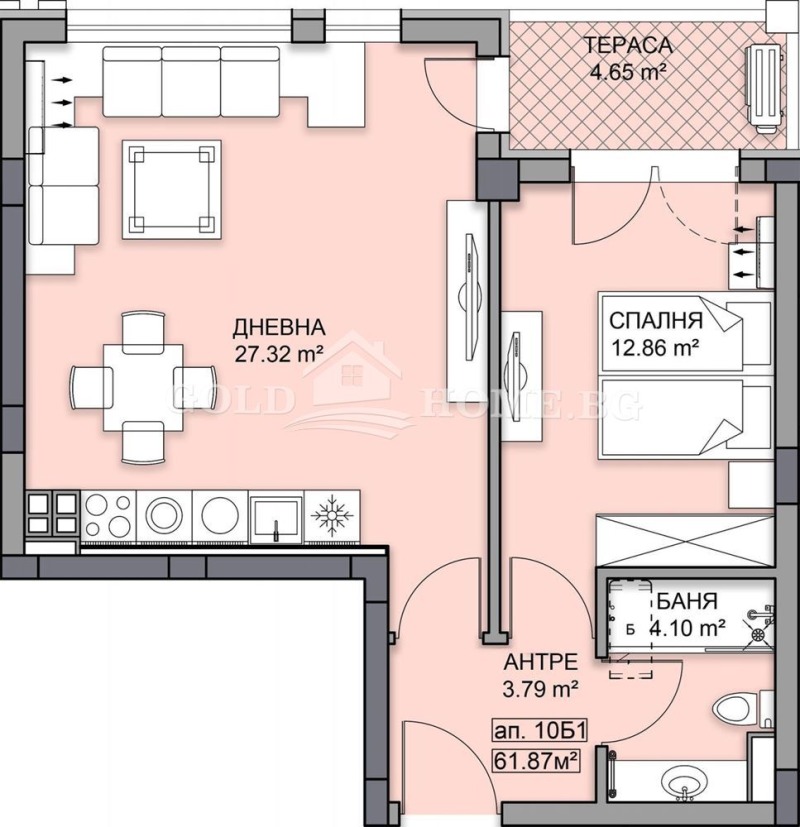 In vendita  1 camera da letto Plovdiv , Gagarin , 78 mq | 86509292 - Immagine [3]