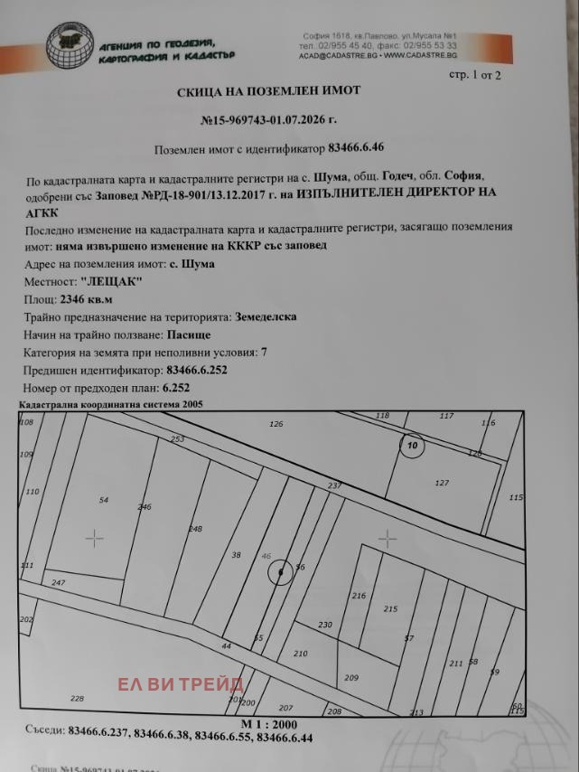 Продава ПАРЦЕЛ, с. Шума, област София област