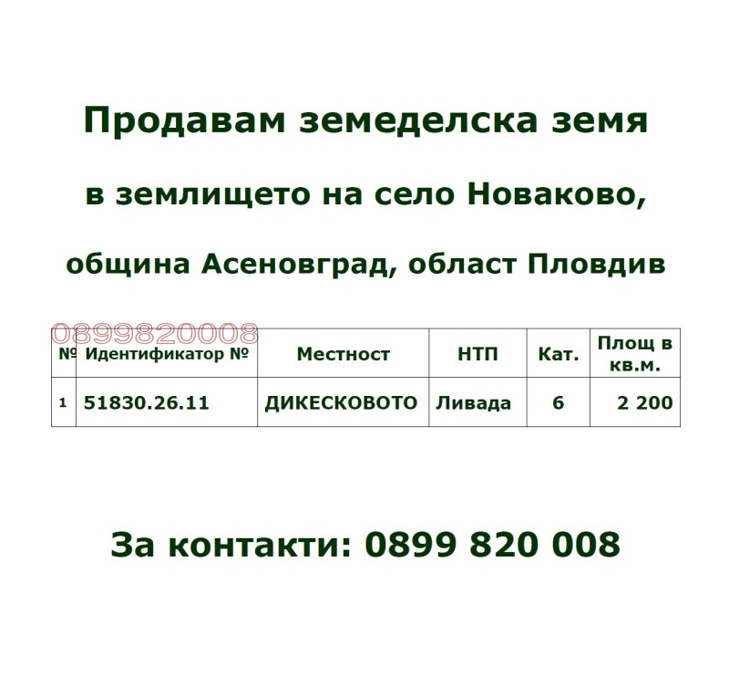 Продава ЗЕМЕДЕЛСКА ЗЕМЯ, с. Новаково, област Пловдив, снимка 6 - Земеделска земя - 53589436