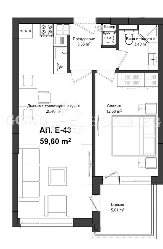 Zu verkaufen  1 Schlafzimmer Plowdiw , Gagarin , 56 qm | 84451233 - Bild [7]