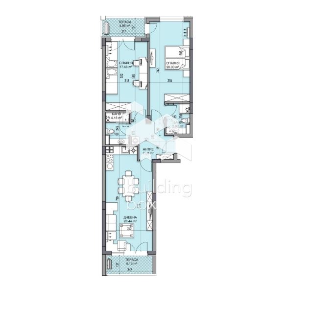 Продается  2 спальни Пловдив , Гагарин , 122 кв.м | 57443509 - изображение [2]