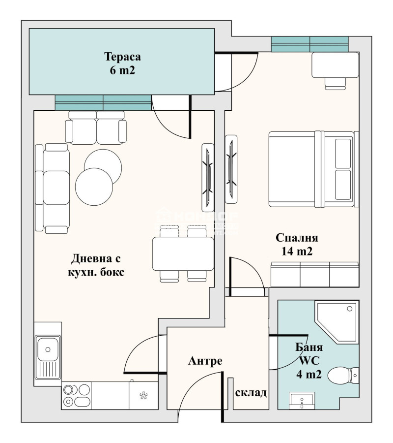 Satılık  1 yatak odası Plovdiv , Vastaniçeski , 67 metrekare | 55294689 - görüntü [2]