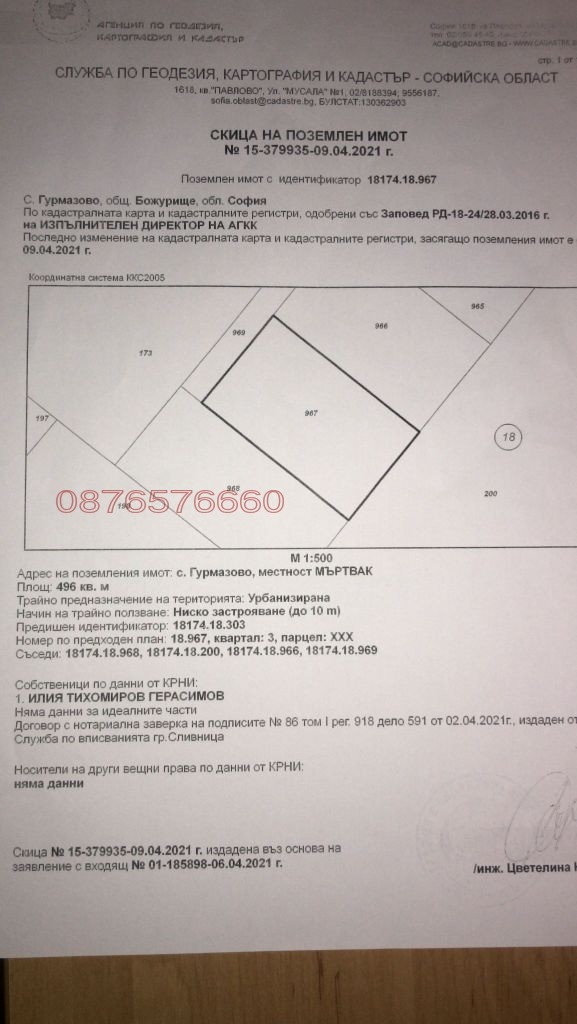 Продава ПАРЦЕЛ, с. Гурмазово, област София област, снимка 2 - Парцели - 47746037