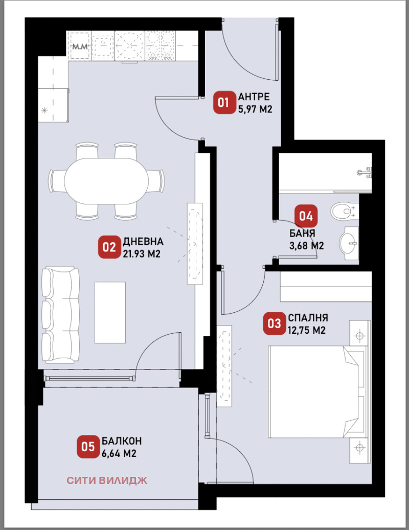In vendita  1 camera da letto Sofia , Malinova dolina , 72 mq | 52955853