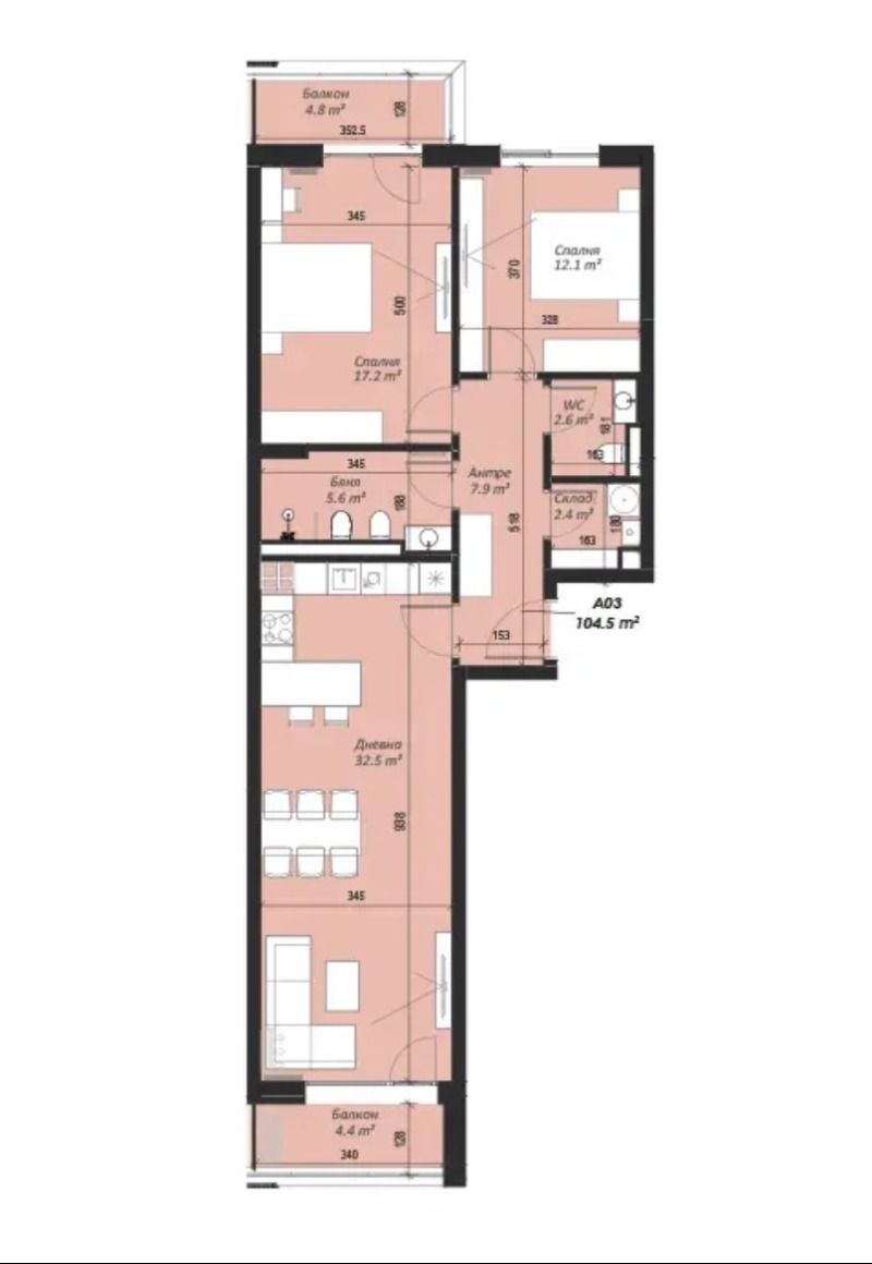 Satılık  2 yatak odası Sofia , Krastova vada , 122 metrekare | 82141582