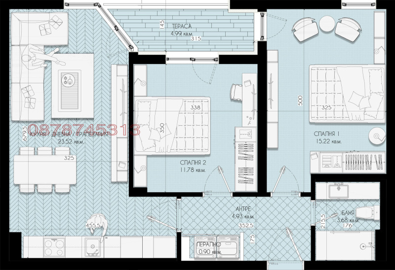 Продава 3-СТАЕН, гр. София, Люлин 5, снимка 2 - Aпартаменти - 48909158