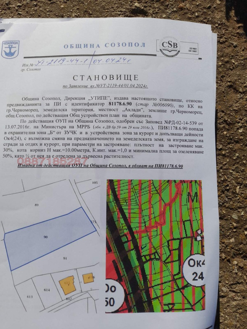 Продава ПАРЦЕЛ, гр. Черноморец, област Бургас, снимка 4 - Парцели - 52783476