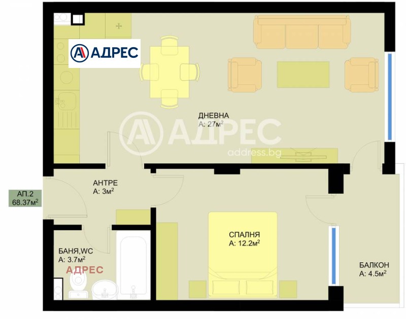 À vendre  1 chambre Varna , Grand Mol , 69 m² | 52928327 - image [3]