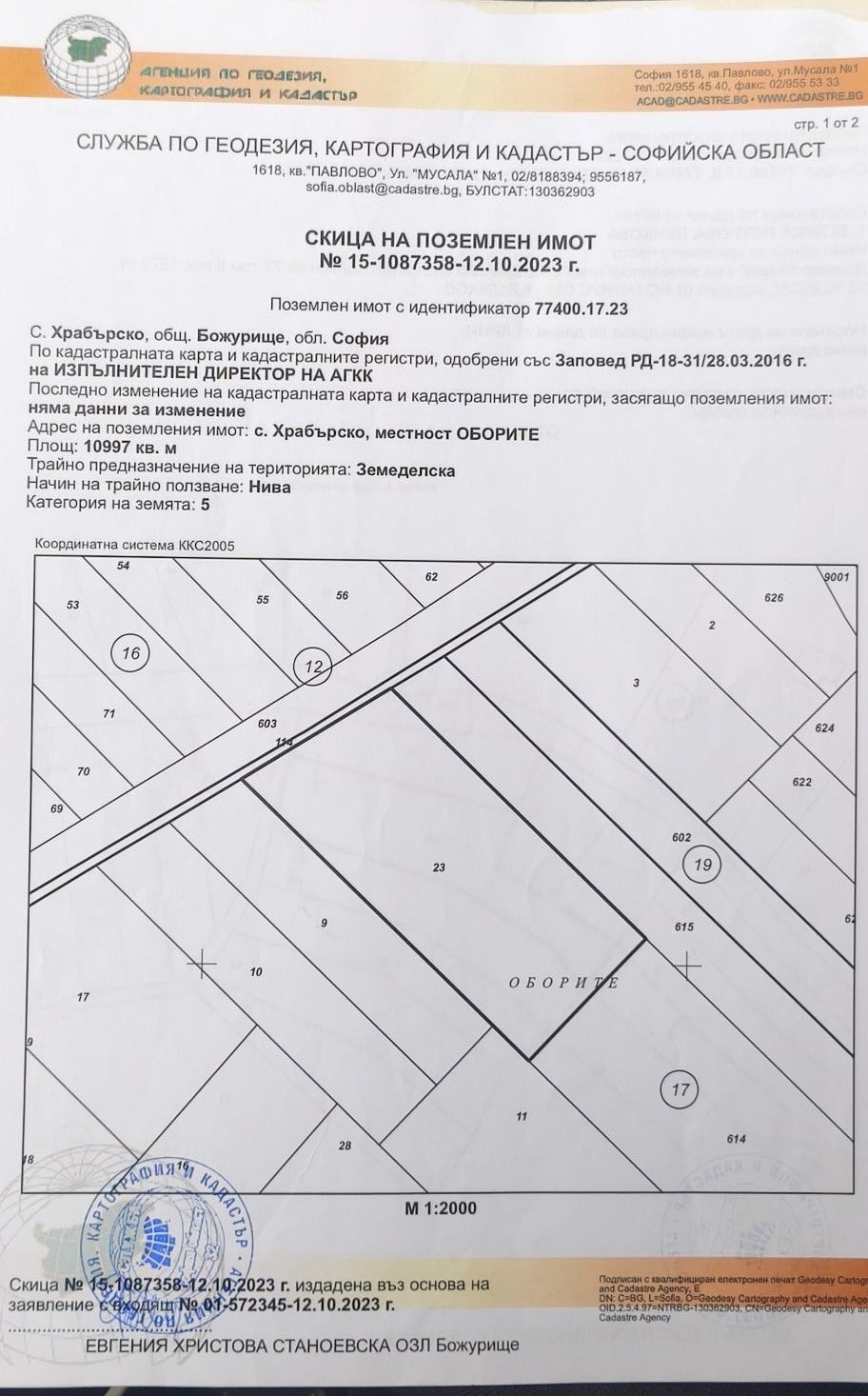 Продава ПАРЦЕЛ, с. Храбърско, област София област, снимка 2 - Парцели - 54205649