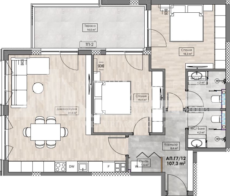 En venta  2 dormitorios Plovdiv , Karshiyaka , 121 metros cuadrados | 34646291 - imagen [2]