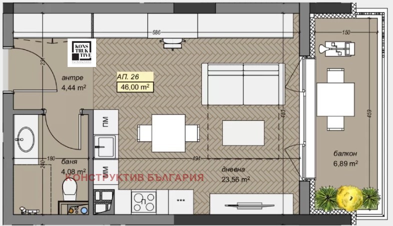 Продава 1-СТАЕН, гр. София, Левски В, снимка 8 - Апартаменти - 53722008