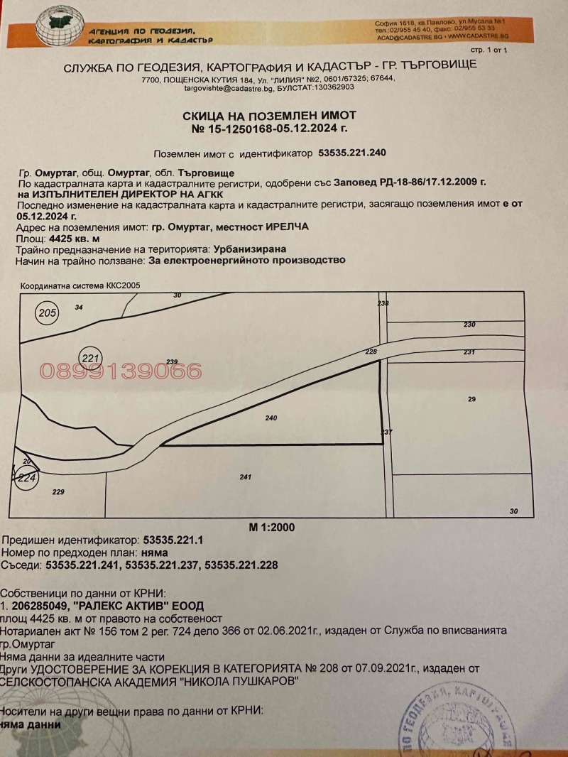 Продава  Парцел област Търговище , гр. Омуртаг , 4425 кв.м | 78410775