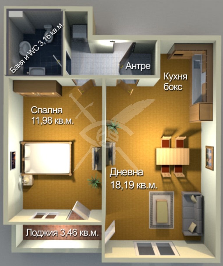 Продава  2-стаен град Бургас , Меден рудник - зона А , 57 кв.м | 12086540