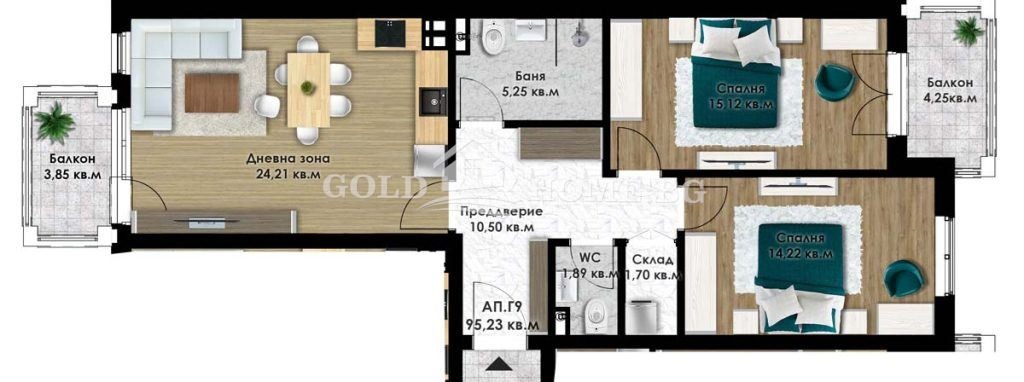 Продава 3-СТАЕН, гр. Пловдив, Коматево, снимка 2 - Апартаменти - 55884361