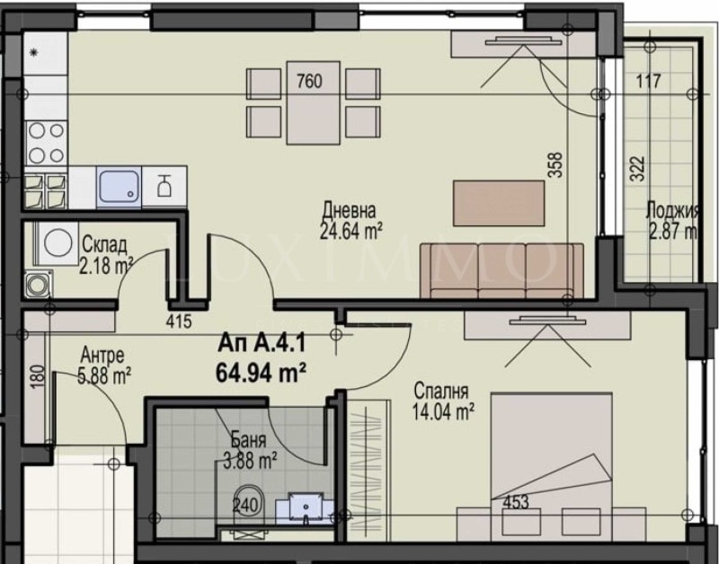 Na prodej  1 ložnice Sofia , Manastirski livadi , 76 m2 | 68238035 - obraz [3]