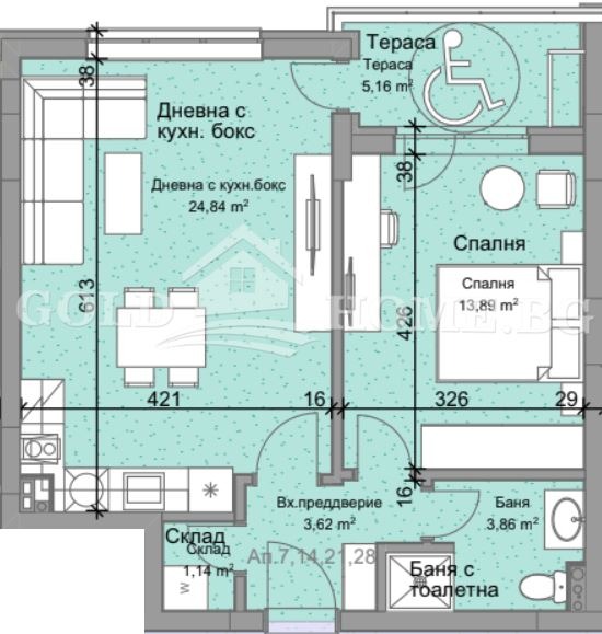 Myytävänä  1 makuuhuone Plovdiv , Ostromila , 74 neliömetriä | 76009742 - kuva [5]