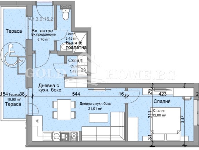 Myytävänä  1 makuuhuone Plovdiv , Ostromila , 74 neliömetriä | 76009742 - kuva [2]