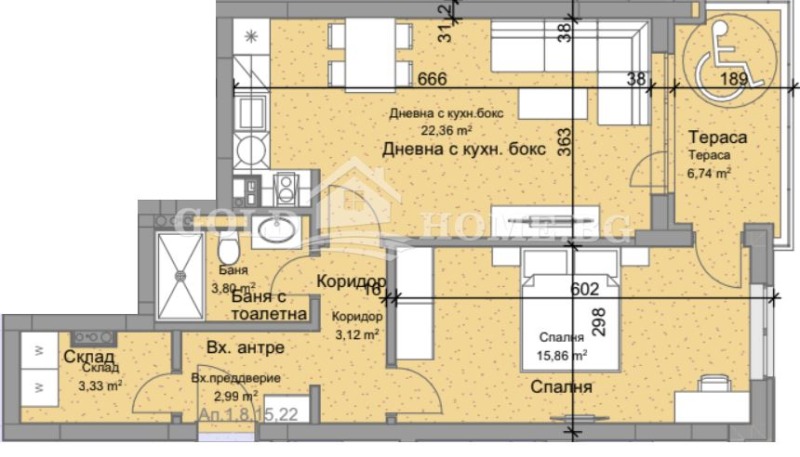 Myytävänä  1 makuuhuone Plovdiv , Ostromila , 74 neliömetriä | 76009742 - kuva [3]