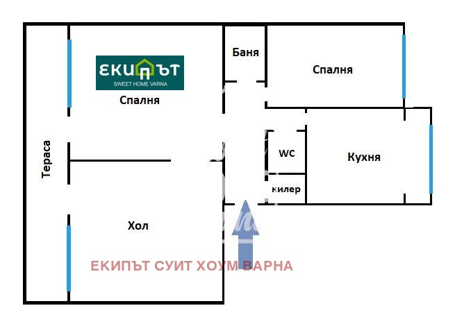 На продаж  3 кімнатна Варна , Цветен квартал , 82 кв.м | 25008394