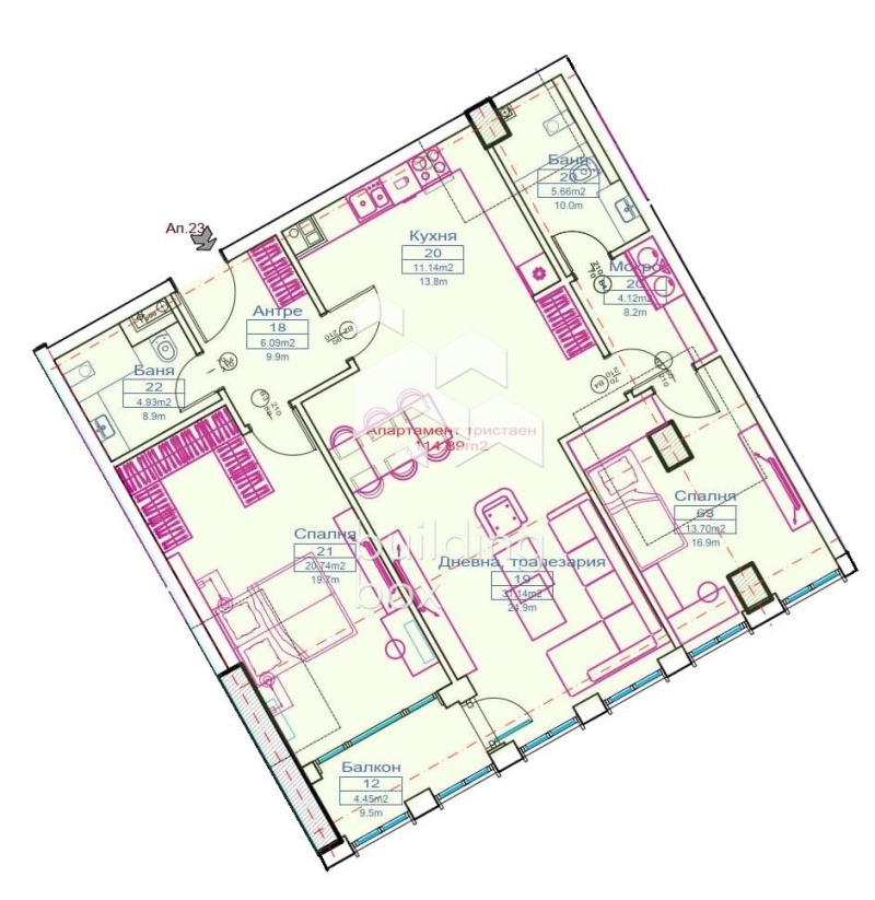 Продава 3-СТАЕН, гр. София, Гео Милев, снимка 3 - Aпартаменти - 47050732