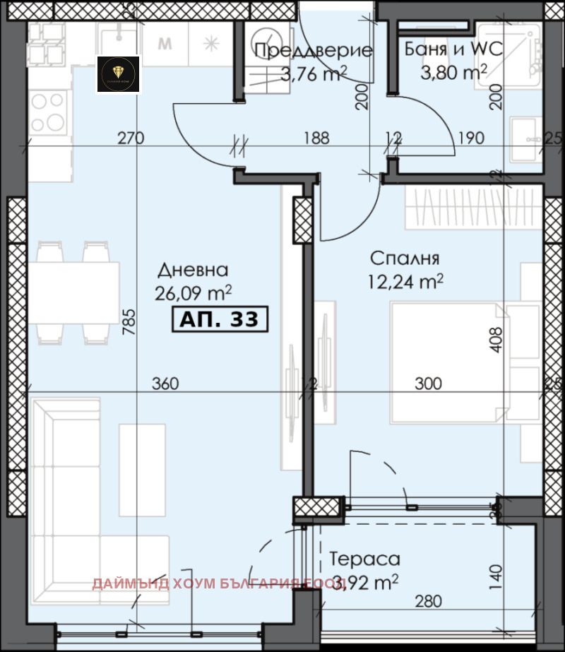 Myytävänä  1 makuuhuone Plovdiv , Trakija , 70 neliömetriä | 50711092 - kuva [2]