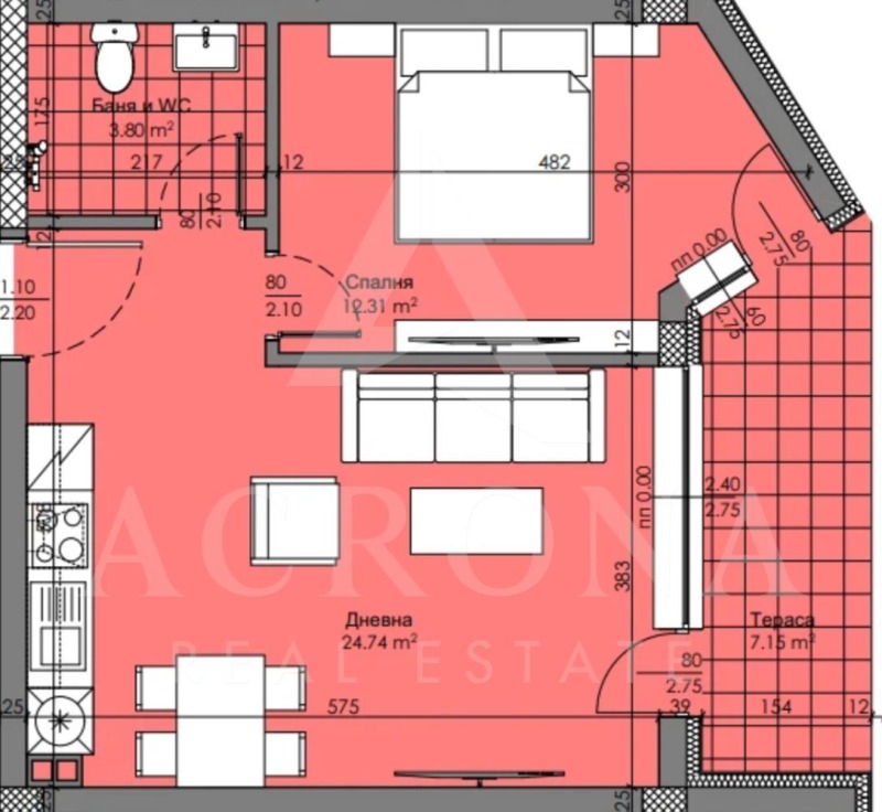 À venda  1 quarto Plovdiv , Hristo Smirnenski , 71 m² | 28038951 - imagem [4]