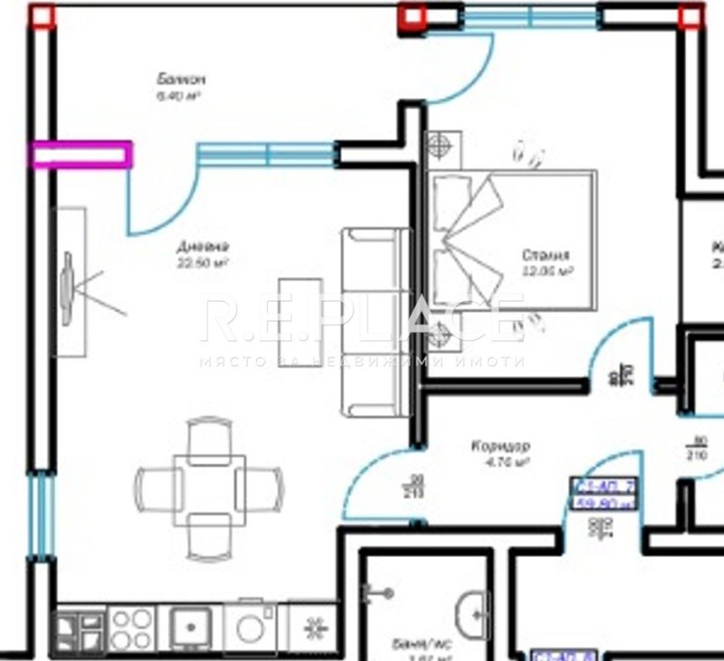 Продается  1 спальня Варна , м-т Пчелина , 60 кв.м | 35059664