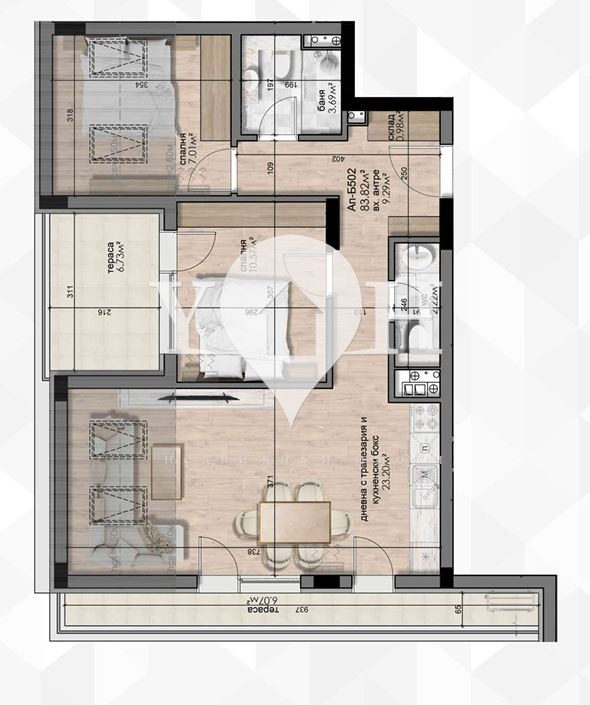 Myytävänä  2 makuuhuonetta Sofia , Ljulin - tsentar , 97 neliömetriä | 83705102 - kuva [5]