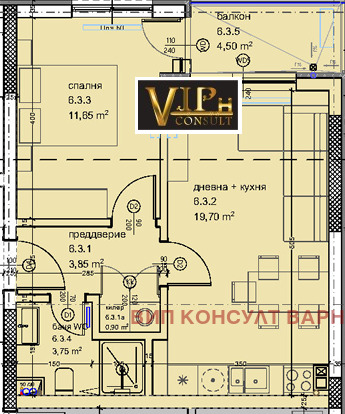 De vânzare  1 dormitor Varna , Caisieva gradina , 62 mp | 56316507