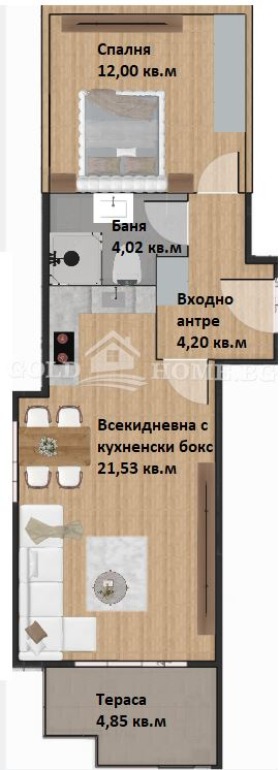 Προς πώληση  1 υπνοδωμάτιο Πλοβδηβ , Χρηστο Σμηρνενσκη , 64 τ.μ | 78934210 - εικόνα [2]