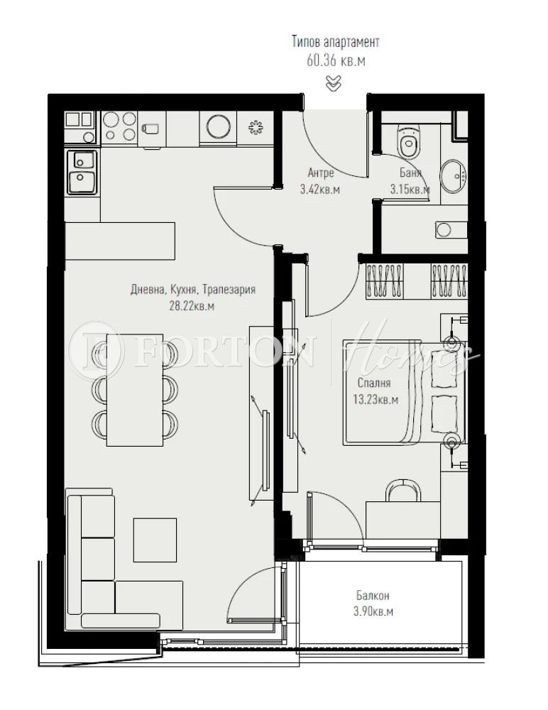 Eladó  1 hálószoba Sofia , Manastirski livadi , 69 négyzetméter | 92819894 - kép [2]