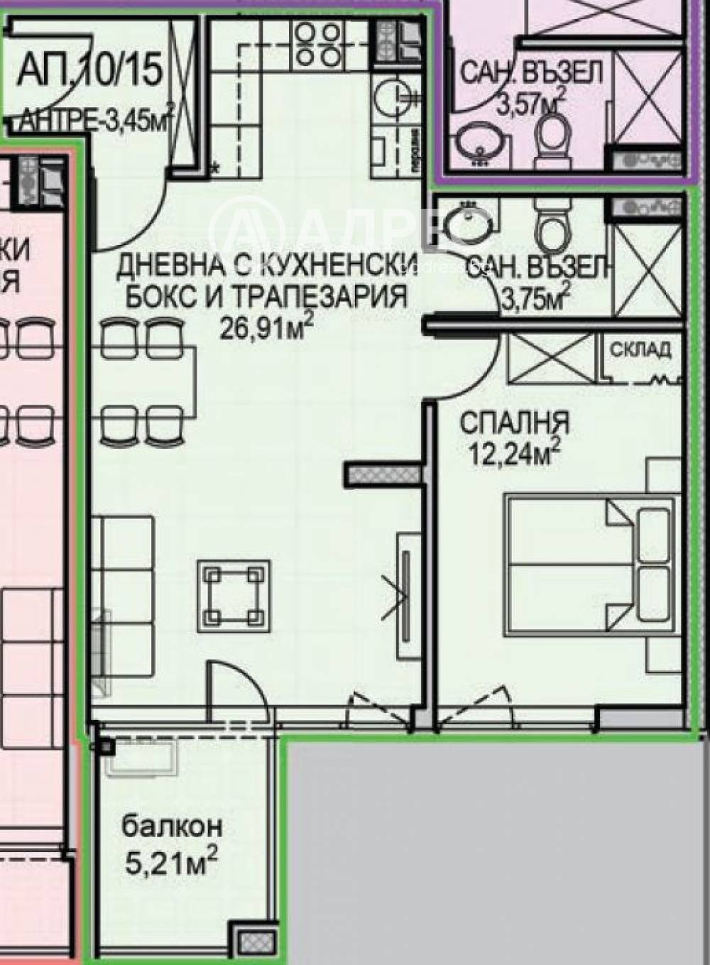 Продава 2-СТАЕН, гр. София, Обеля 2, снимка 4 - Апартаменти - 55457231