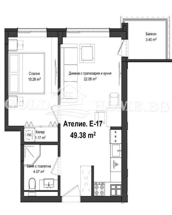 Te koop  1 slaapkamer Plovdiv , Gagarin , 56 m² | 48179391 - afbeelding [2]