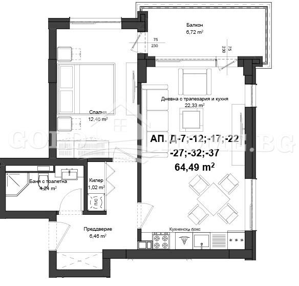 Te koop  1 slaapkamer Plovdiv , Gagarin , 56 m² | 48179391 - afbeelding [15]