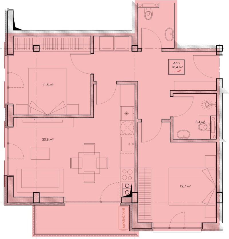 Продаја  2 спаваће собе Варна , Владислав Варненчик 1 , 88 м2 | 52096465 - слика [2]