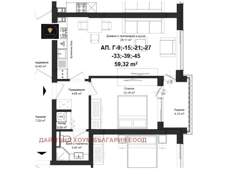 Myytävänä  1 makuuhuone Plovdiv , Gagarin , 72 neliömetriä | 33595974 - kuva [2]