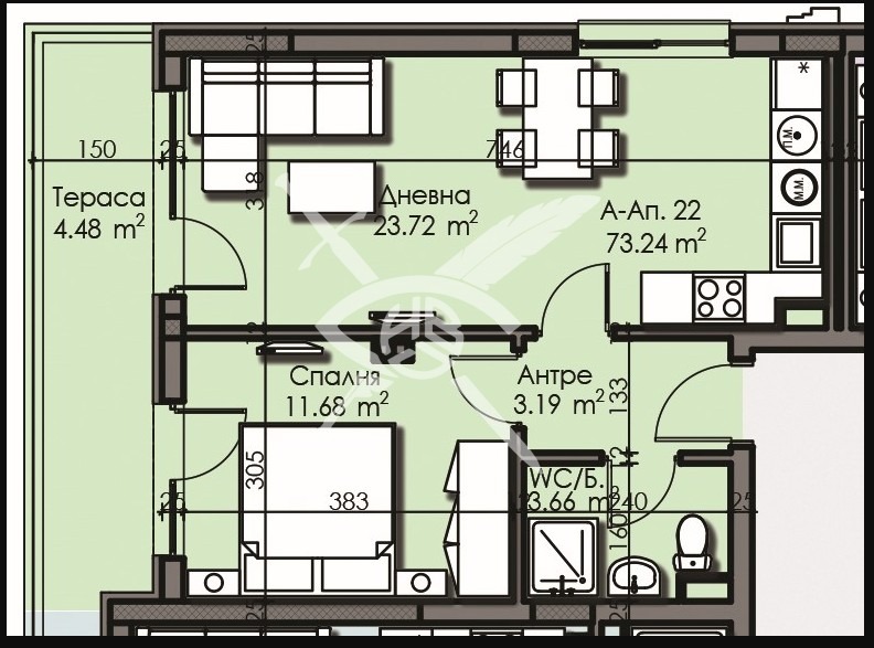 Продава  2-стаен град Бургас , Изгрев , 73 кв.м | 66424584 - изображение [2]