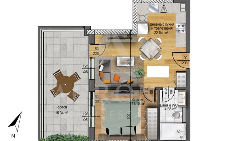 Продаја  1 спаваћа соба Пловдив , Христо Смирненски , 73 м2 | 52927621 - слика [2]