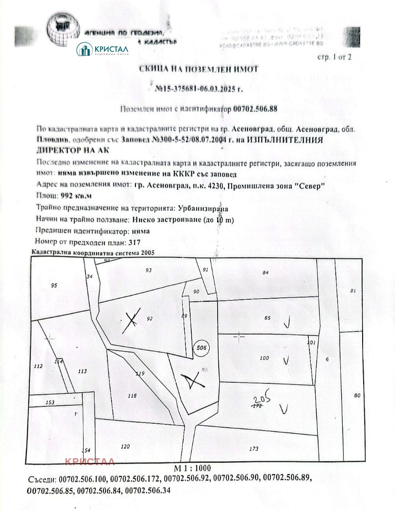 Продава ПАРЦЕЛ, гр. Асеновград, област Пловдив