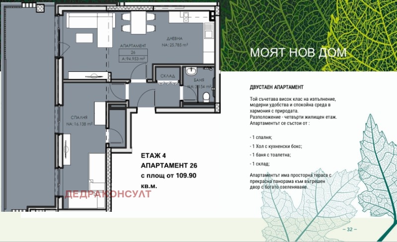 De vânzare  1 dormitor Sofia , Liulin 6 , 110 mp | 32595048 - imagine [3]