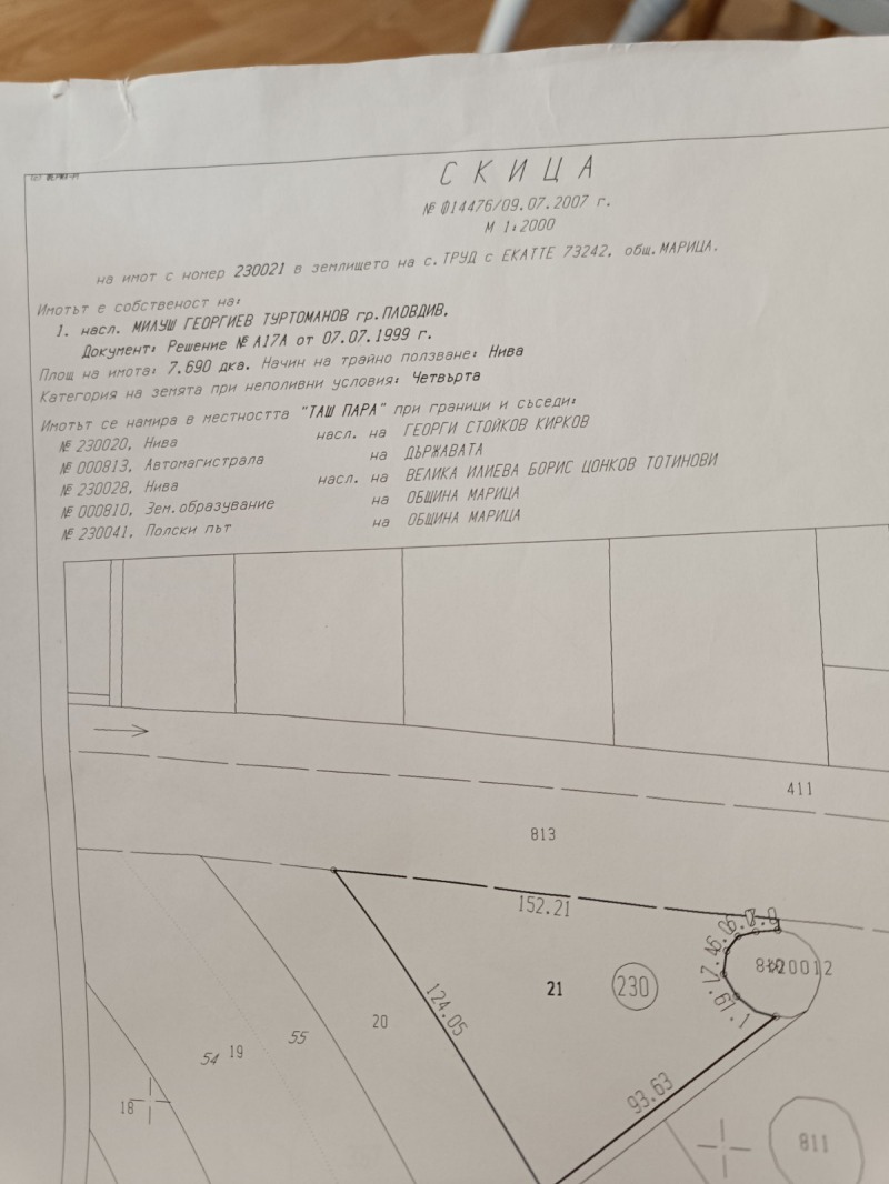 Продава  Парцел област Пловдив , с. Труд , 7690 кв.м | 65156409