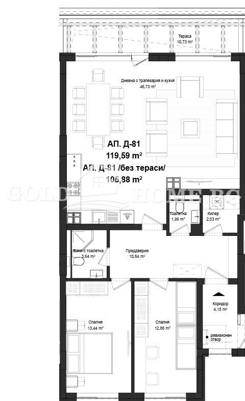 For Sale  2 bedroom Plovdiv , Gagarin , 87 sq.m | 56686064 - image [9]