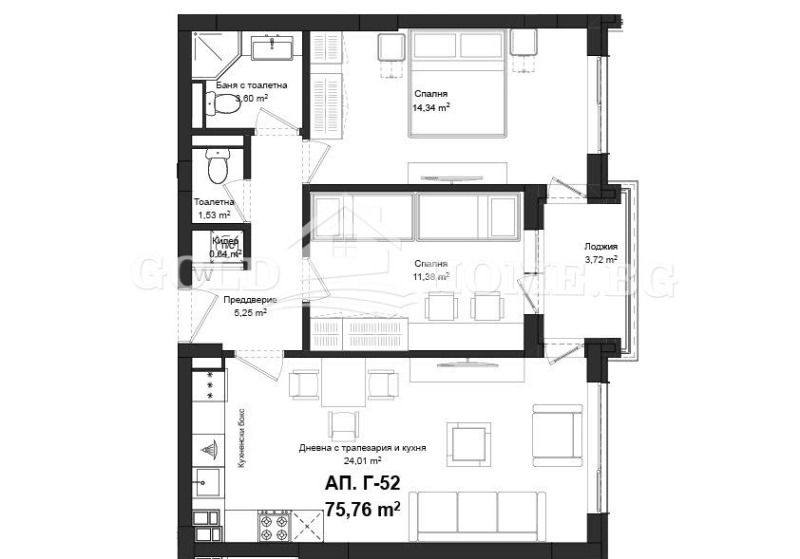 For Sale  2 bedroom Plovdiv , Gagarin , 87 sq.m | 56686064 - image [2]