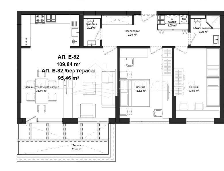 For Sale  2 bedroom Plovdiv , Gagarin , 87 sq.m | 56686064 - image [7]