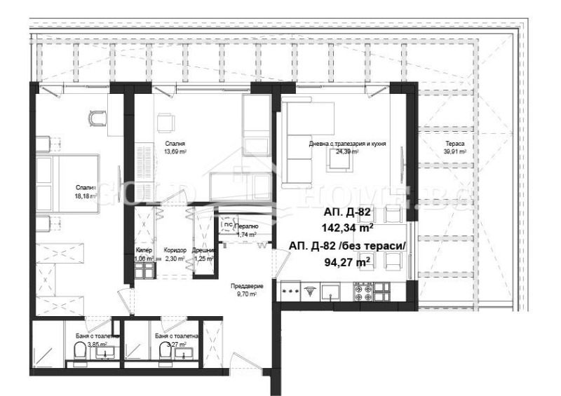 For Sale  2 bedroom Plovdiv , Gagarin , 87 sq.m | 56686064 - image [11]