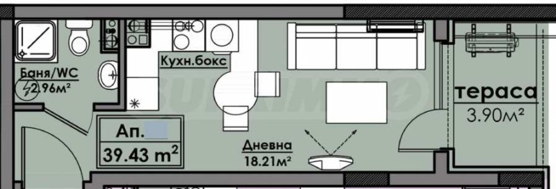 Продава 1-СТАЕН, гр. Бургас, Славейков, снимка 1 - Aпартаменти - 47832922