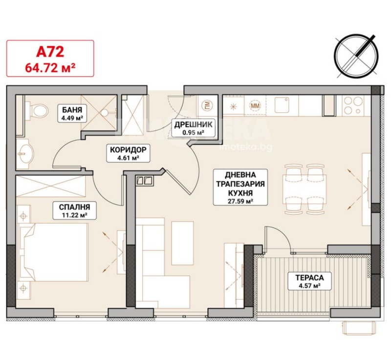 Продава 2-СТАЕН, гр. София, Младост 4, снимка 3 - Апартаменти - 52441263