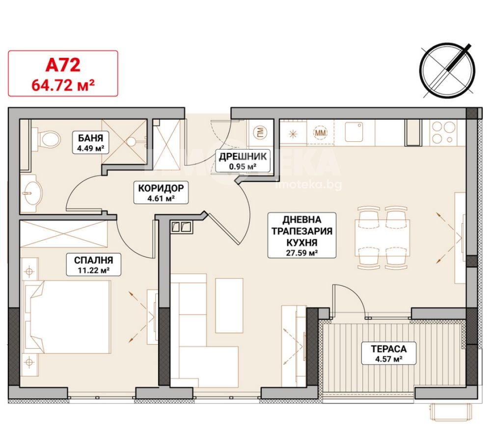 Продава 2-СТАЕН, гр. София, Младост 4, снимка 3 - Апартаменти - 52441263